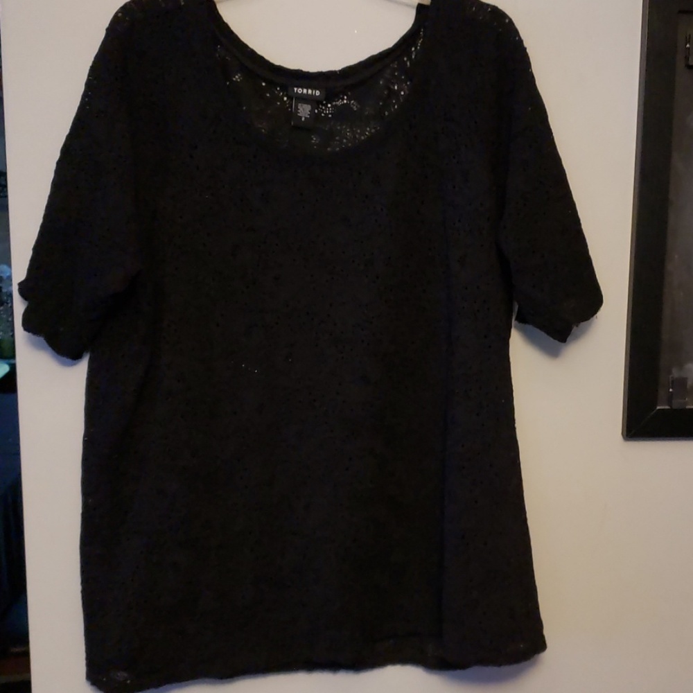 Black lace T-shirt